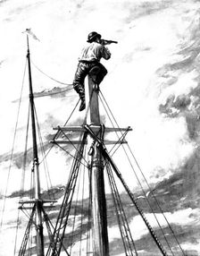 The Spanish-American War: on the look-out for Spanish cruisers off the American coast, 1898. Creator: Unknown