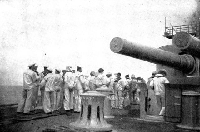 The Spanish-American War: American naval and military types...turret guns on the "Puritan", 1898. Creator: Unknown.