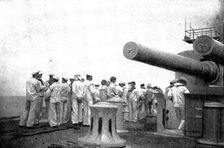 The Spanish-American War: American naval and military types...turret guns on the "Puritan", 1898. Creator: Unknown