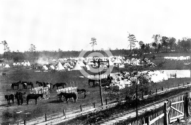 The Spanish-American War: camp of the U.S. Army, Government Park, Chickamauga, Georgia, 1898. Creator: R. E. M. Saverkrop.