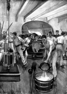 The Spanish-American War - preparing for action on an American Man-Of-War..., 1898. Creator: Unknown