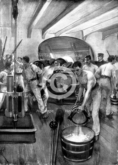 The Spanish-American War - preparing for action on an American Man-Of-War..., 1898. Creator: Unknown.