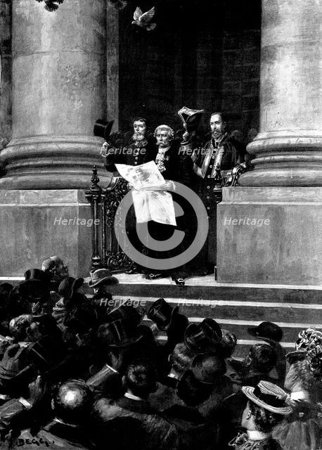 The Spanish-American War: ...reading proclamation of Britain's Neutrality...Royal Exchange..., 1898. Creator: Unknown.