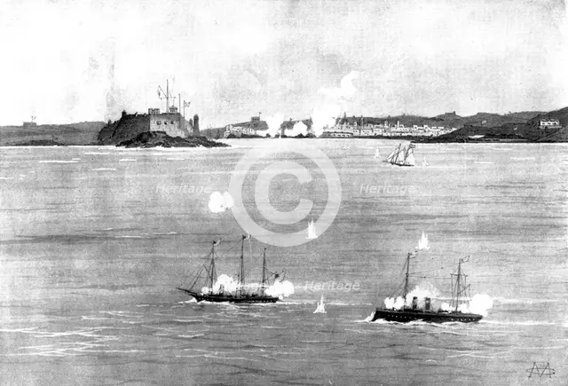 The Spanish-American War: Spanish schooner running the blockade at Havana, 1898. Creator: Unknown.