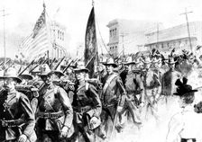 The Spanish-American War: the United States 13th Infantry passing through Tampa..., Florida..., 1898 Creator: Unknown