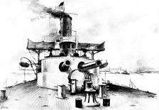 The Spanish-American War: the United States monitor "Puritan" cleared for action, 1898. Creator: Unknown