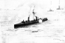 The Spanish-American War: the United States torpedo-boat "Winslow" in action at Cardenas, 1898. Creator: Unknown