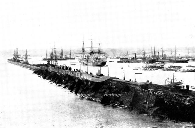 The Spanish-American War: the harbour of Las Palmas, the capital of Grand Canary, 1898. Creator: Charles Nanson.