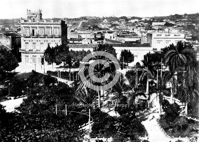 The Spanish-American War: the Public Gardens and a general view of the town of Matanzas, 1898. Creator: Unknown.