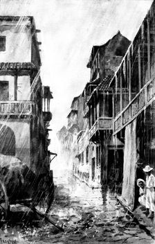 The Spanish-American War: the rainy season in Cuba - in town, 1898. Creator: Unknown