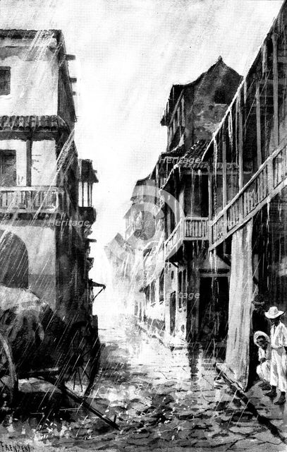 The Spanish-American War: the rainy season in Cuba - in town, 1898. Creator: Unknown.