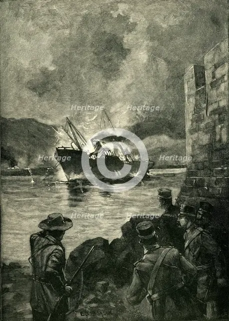 'The Spanish-American War: The Sinking of the Merrimac', 1898, (c1900).  Creator: Unknown.
