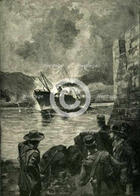 'The Spanish-American War: The Sinking of the Merrimac', 1898, (c1900).  Creator: Unknown.