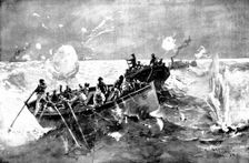The Spanish-American War: ...U.S. cruiser "Marblehead"...cutting the cable at Cienfuegos..., 1898. Creator: Unknown