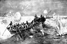 The Spanish-American War: ...U.S. cruiser "Marblehead"...cutting the cable at Cienfuegos..., 1898. Creator: Unknown