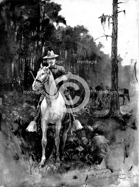The Spanish-American War: with the Cavalry on picket duty at Tampa, 1898. Creator: Unknown.
