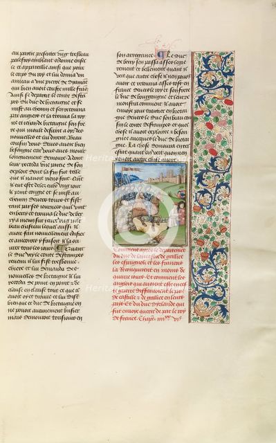 The Spanish and French Capturing Lands in Galicia, c1380s; Chroniques (Book Three), about 1480-1483. Creator: Unknown.