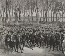 The Spanish Estudiantina playing "national airs" in the Tuileries Garden, March 6, 1878. Creator: Bernardo Rico