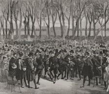 The Spanish Estudiantina playing "national airs" in the Tuileries Garden, March 6, 1878. Creator: Bernardo Rico