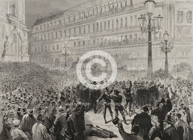 The Spanish Estudiantina - Serenade in the Opera Square, March 7, 1878, Paris Carnival of 1878. Creator: Unknown.