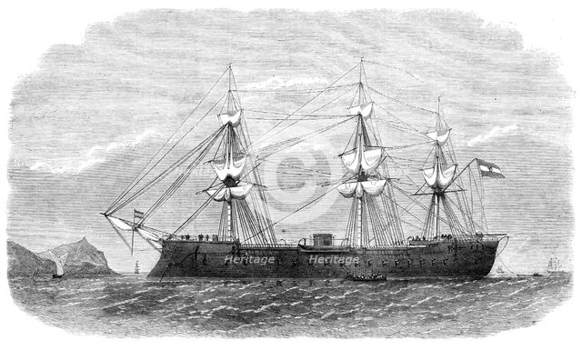 The Spanish iron-clad frigate Numancia in the harbour of Callao, 1865. Creator: Unknown.