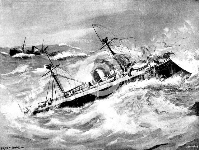 The Spanish war-ship "Reina Regente," reported lost near the Straits of Gibraltar, 1895. Creator: George Meisenbach.