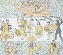 The Spanish, with their allies, fighting the Aztecs 1892. Creator: Unknown