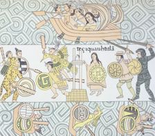 The Spanish, with their allies, fighting the Aztecs 1892. Creator: Unknown