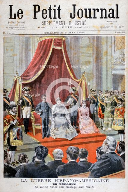 The Spainsh Queen giving a speech, Spanish-American War, 1898. Creator: F Meaulle.