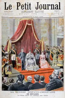 The Spainsh Queen giving a speech, Spanish-American War, 1898. Creator: F Meaulle