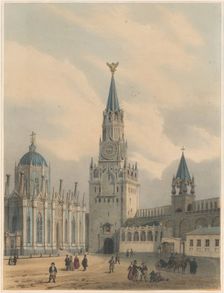 The Spasskaya Tower (Saviour Gates) and Saint Catherine Church of Ascension Convent in the Moscow Kr Artist: Arnout, Louis Jules (1814-1868)