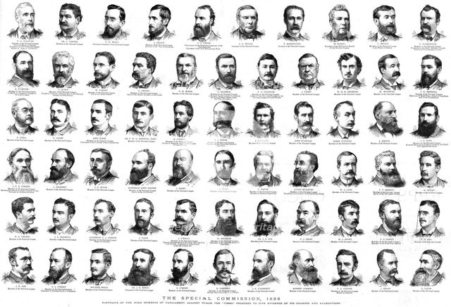 ''The Special Commission, 1888; Portraits of the Irish Members of Parliament against whom the "Times Creator: Unknown.