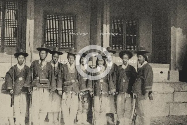 The special skills force known as Gyoryeonbyeongdae or Waepyeolgi, Korea's first modern..., 1880s. Creator: Anonymous.