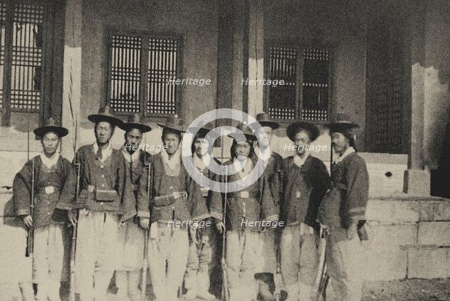 The special skills force known as Gyoryeonbyeongdae or Waepyeolgi, Korea's first modern..., 1880s. Creator: Anonymous.