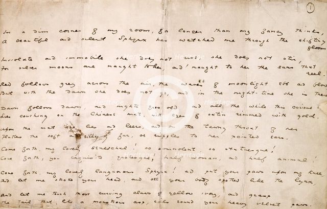 "The Sphinx" - a  poem by Oscar Wilde, c1883-1895. Creator: Oscar Wilde.