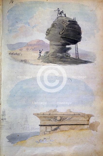 The Sphinx and a tomb, Egypt, 19th century. Artist: CH Smith