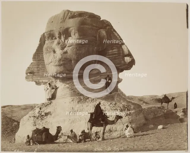 The Sphinx at Giza before Excavation, before 1886. Creator: Hippolyte Arnoux.