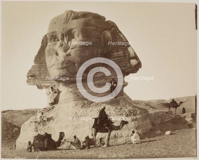 The Sphinx at Giza before Excavation, before 1886. Creator: Hippolyte Arnoux.