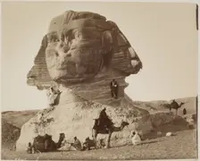 The Sphinx at Giza before Excavation, before 1886. Creator: Hippolyte Arnoux