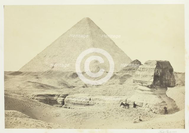 The Sphynx and the Great Pyramid, Geezeh, 1857. Creator: Francis Frith.