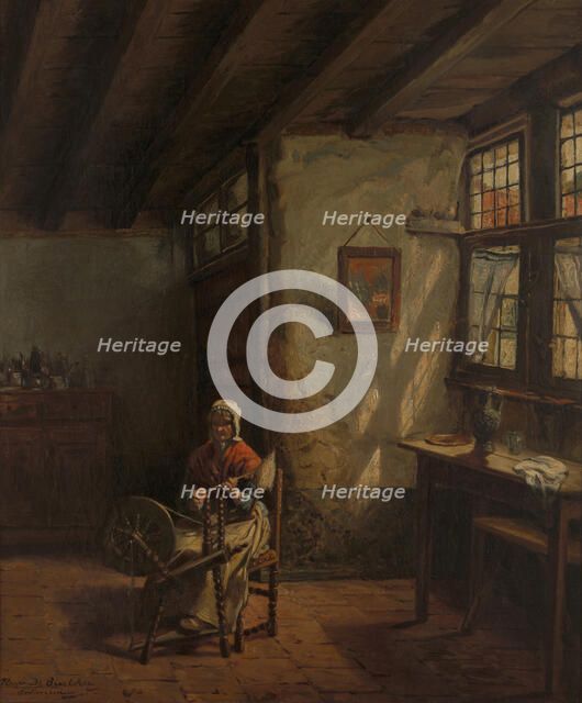 The Spinner, 1865-1870. Creator: Henri Jean Augustin de Braekeleer.