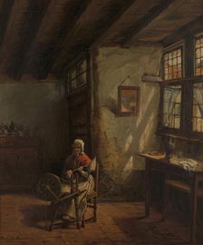 The Spinner, 1865-1870. Creator: Henri Jean Augustin de Braekeleer