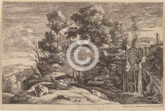 The Spinner and Four Cows. Creator: Herman van Swanevelt.