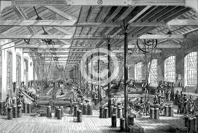 The spinning room in the Shadwell rope works, c1880. Artist: Unknown
