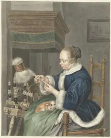 The Spinster, 1741-1820. Creator: Abraham Delfos