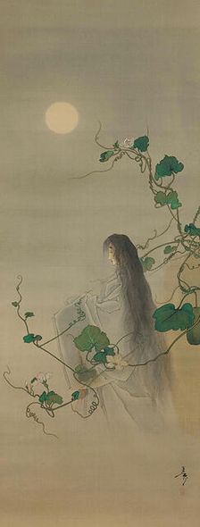 The Spirit of the Deceased Yugao Entwined in Moonflower Vines..., ca. 1892. Creator: Tsukioka Yoshitoshi