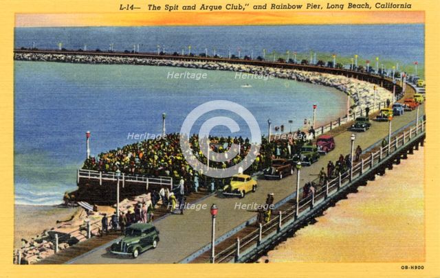 The Spit and Argue Club, and Rainbow Pier, Long Beach, California, USA, 1940. Artist: Unknown