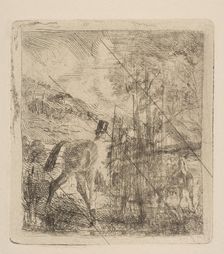 The Sportsman Mounting His Horse, 1856. Creator: Edgar Degas