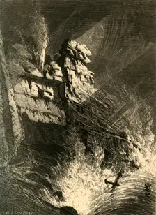 The "Spouting Horn" in a Storm 1872. Creator: W. J. Linton