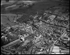 The Springs Branch of the Leeds and Liverpool Canal and the town centre, Skipton, N Yorks, c1930s. Creator: Arthur William Hobart